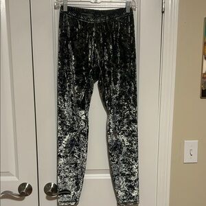 Hot Sox green shimmer sparkle leggings S crushed velvet